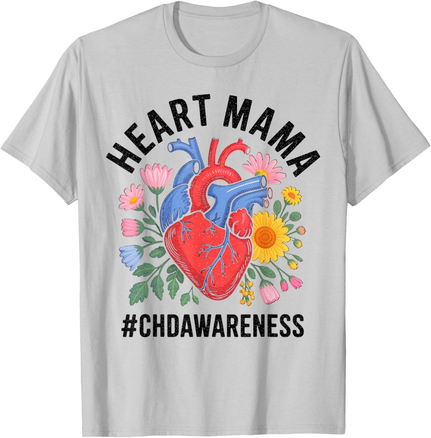 Heart Mama CHD Awareness CHD Warrior Women Mother's Day T-Shirt - T-Shirt | Ash