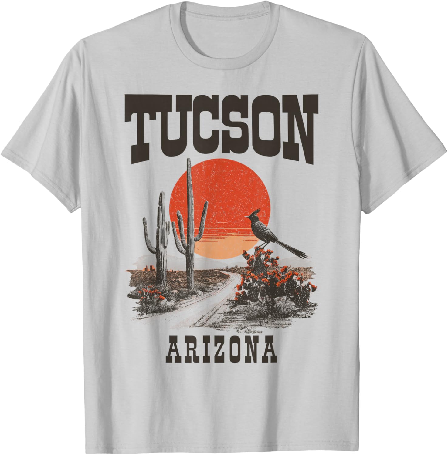 Tucson Arizona Roadrunner Desert Cactus Vintage T-Shirt - T-Shirt | Ash