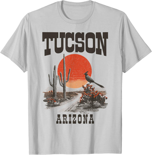 Tucson Arizona Roadrunner Desert Cactus Vintage T-Shirt - T-Shirt | Ash