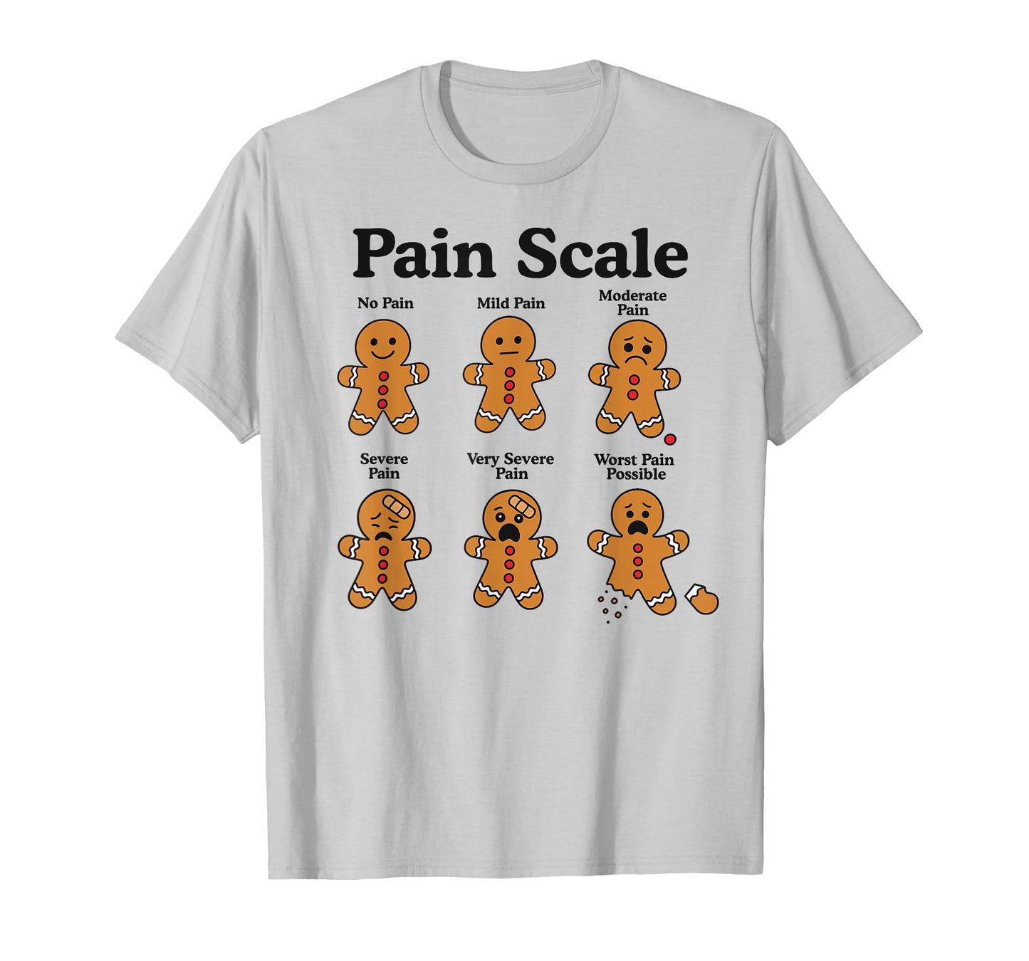 Pain Scale Gingerbread Man Funny Nurse Christmas ICU Nurse T-Shirt