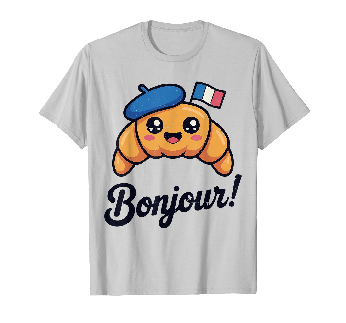 Toddler Croissant Bonjour French Funny France Flag Kids Baby T-Shirt