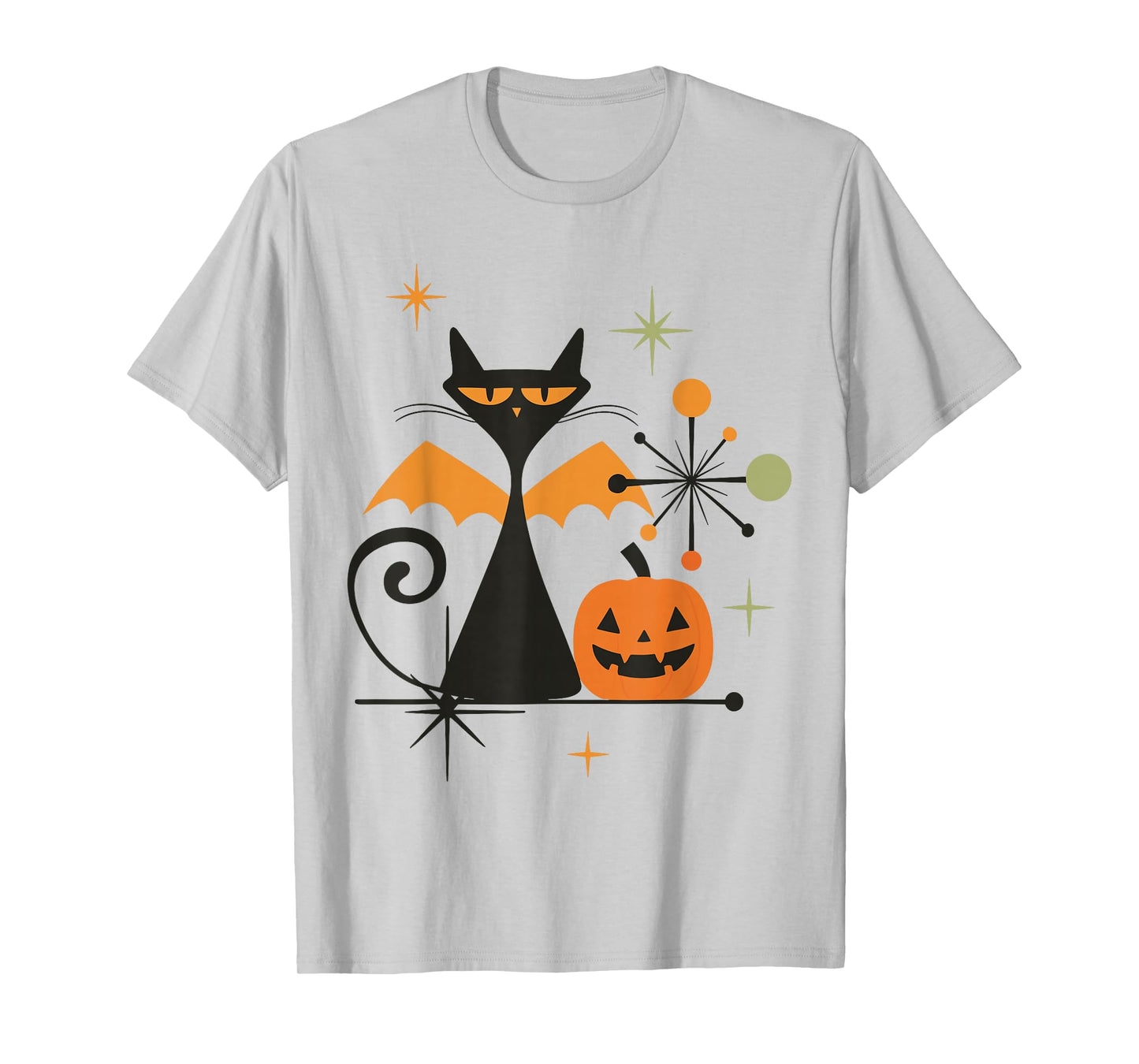 Witch Cat Retro Halloween Vintage Atomic Mid Century T-Shirt