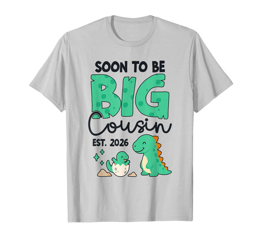 Soon to Be Big Cousin 2026 Dinosaur First Baby Announcement T-Shirt
