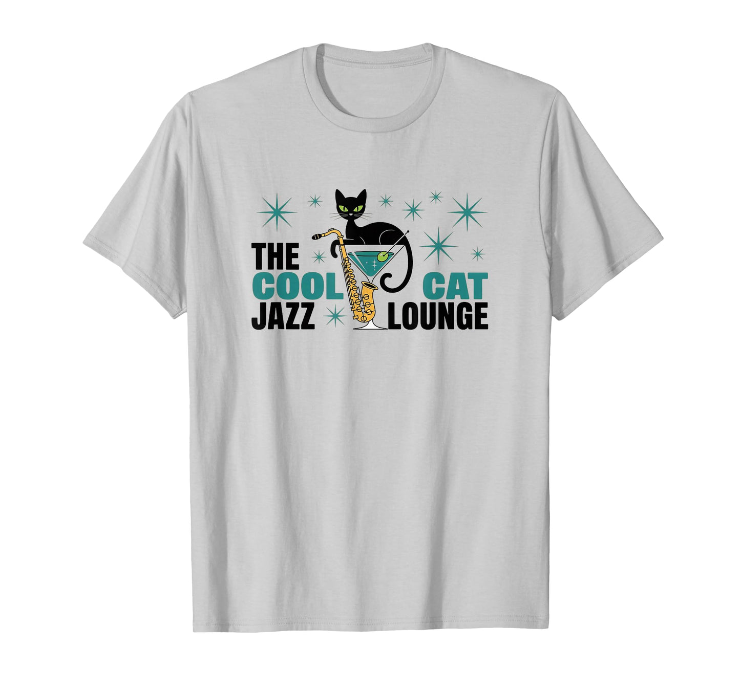 Cool Jazz Cat Lounge Sax Martini Graphic T-Shirt