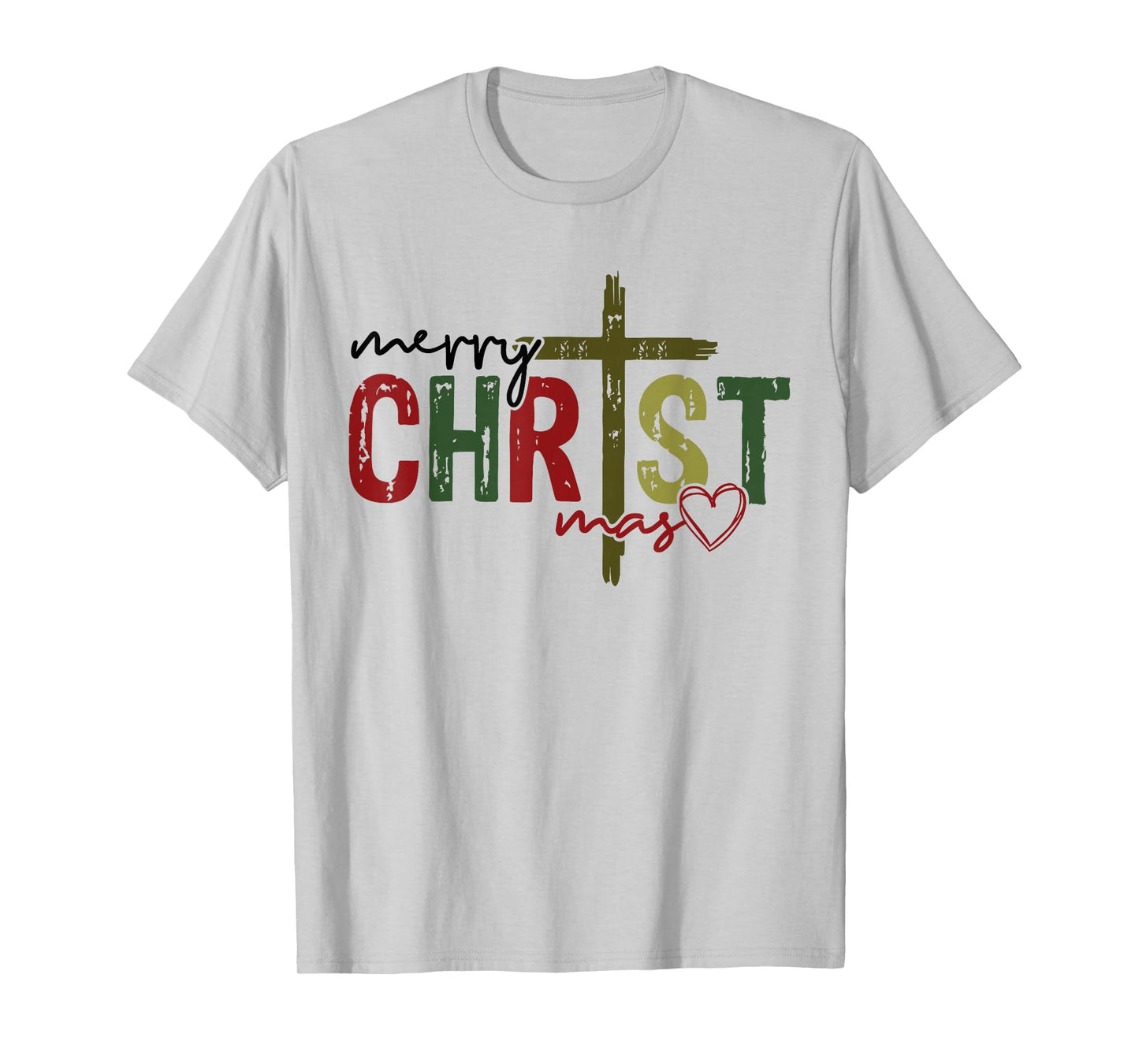 Merry Christ Mas Faith Cross Religious Christmas Quote T-Shirt
