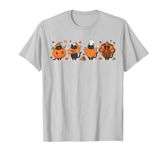 Black Cat Pumpkin Pie Turkey Thanksgiving Fall Cat Lovers T-Shirt