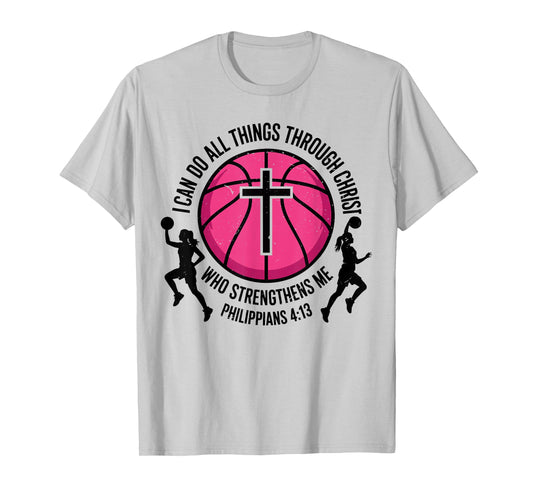 Girls Basketball Christian-Shirt Youth I Can Do All Things T-Shirt