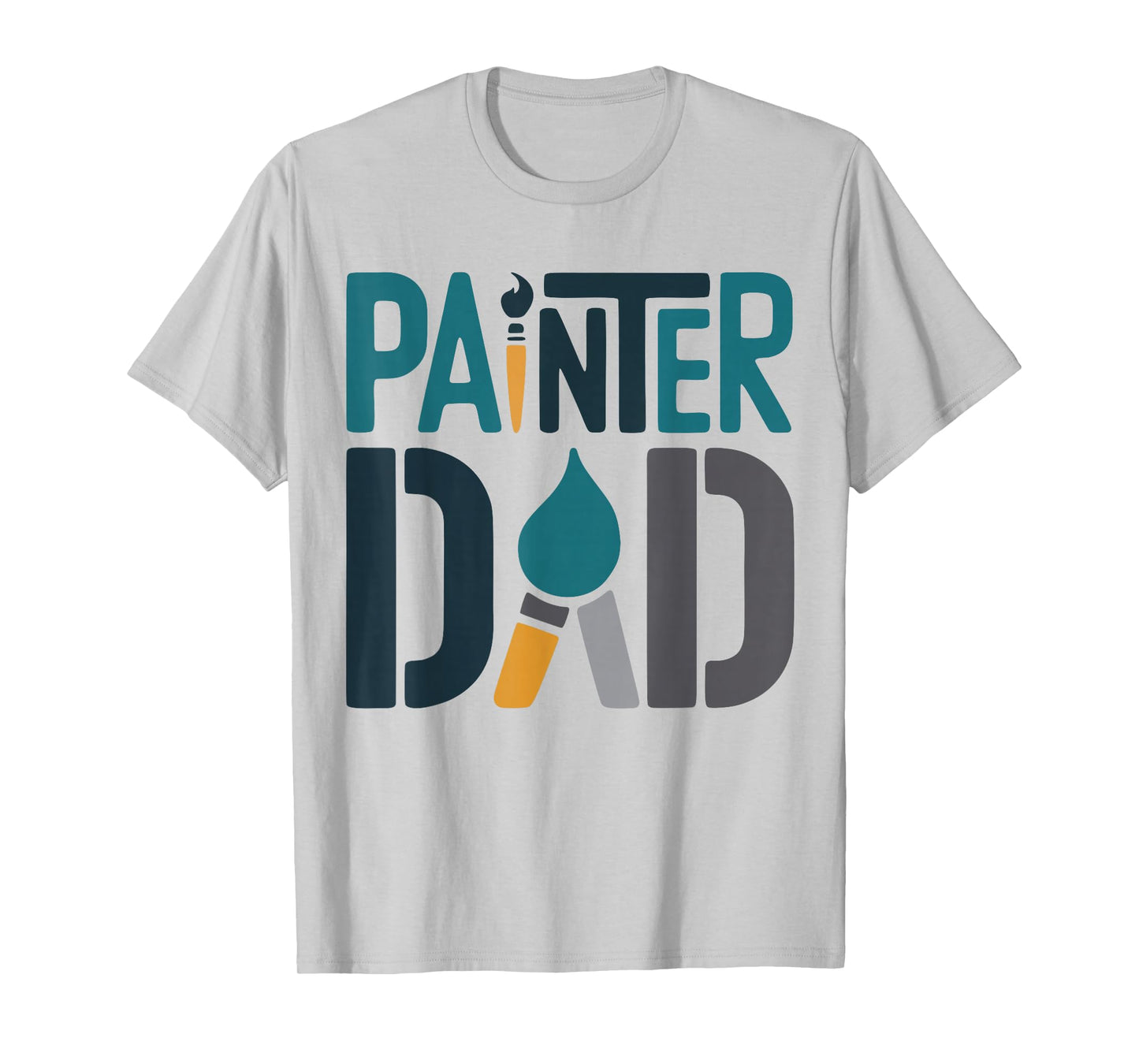 Painter Dad with Paintbrush Art Graphic T-Shirt