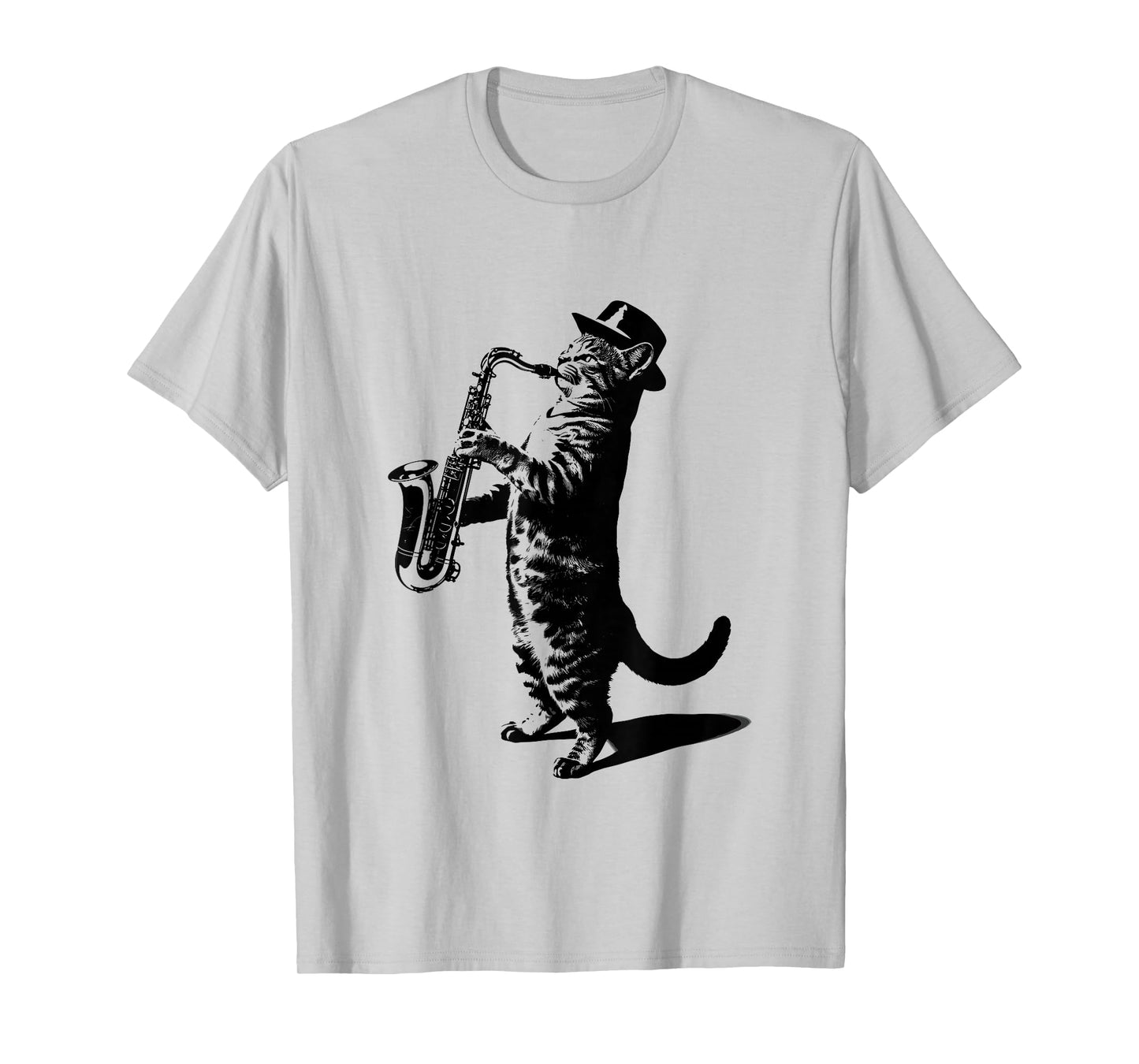 Jazz Cat Playing Saxophone Music Art T-Shirt