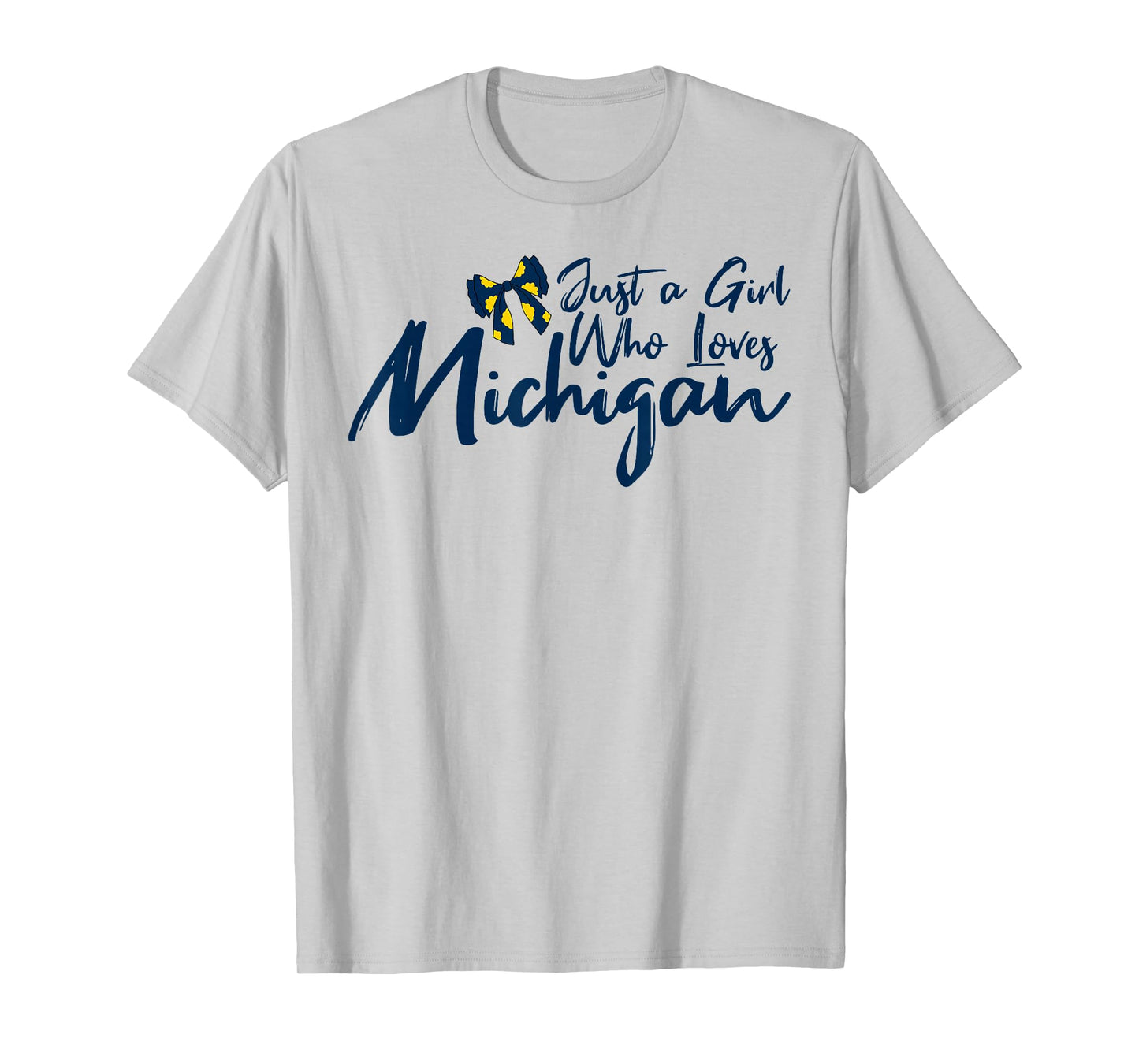 Just A Girl Who Loves Michigan with Coquette Bow Women's Fun T-Shirt