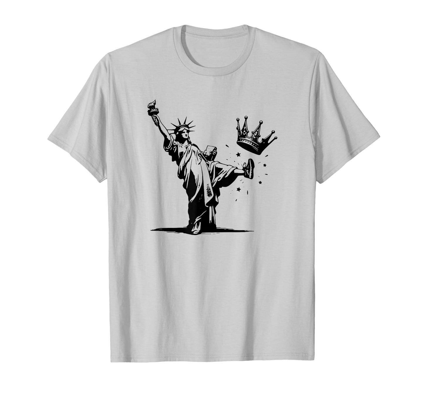 Statue of Liberty Kicking Crown No Kings T-Shirt