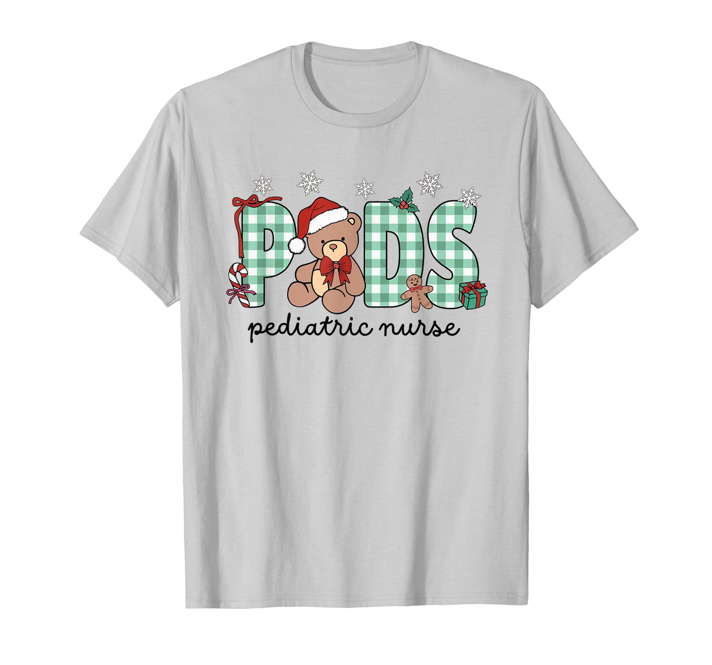 Women Pediatrics Christmas Holiday Bear PEDS Nurse PICU T-Shirt
