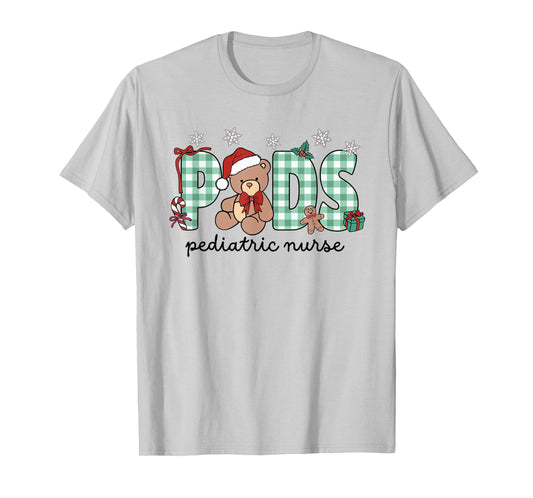 Women Pediatrics Christmas Holiday Bear PEDS Nurse PICU T-Shirt