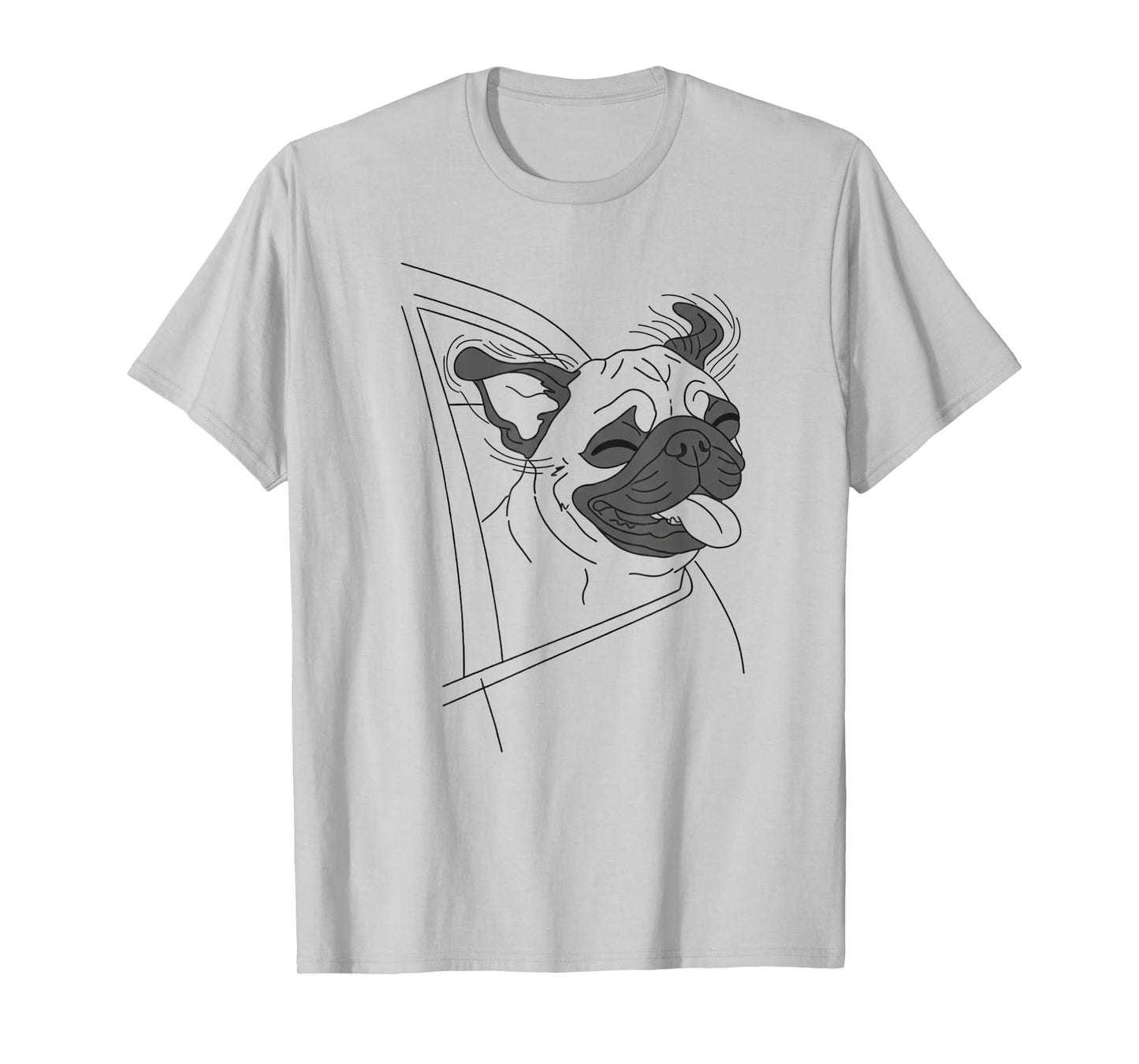 Car Window Pug Line Art for Dog T-Shirt