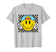 Yellow Smile Face Cute Checkered Peace Smiling Happy Face T-Shirt