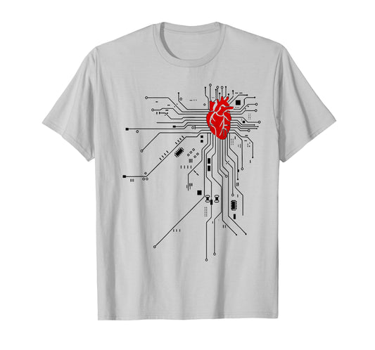 Heart and Circuit Board Design for Tech Lovers T-Shirt
