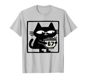Cat with Ramen Bowl 67 – Funny Meme Cat Illustration Art T-Shirt