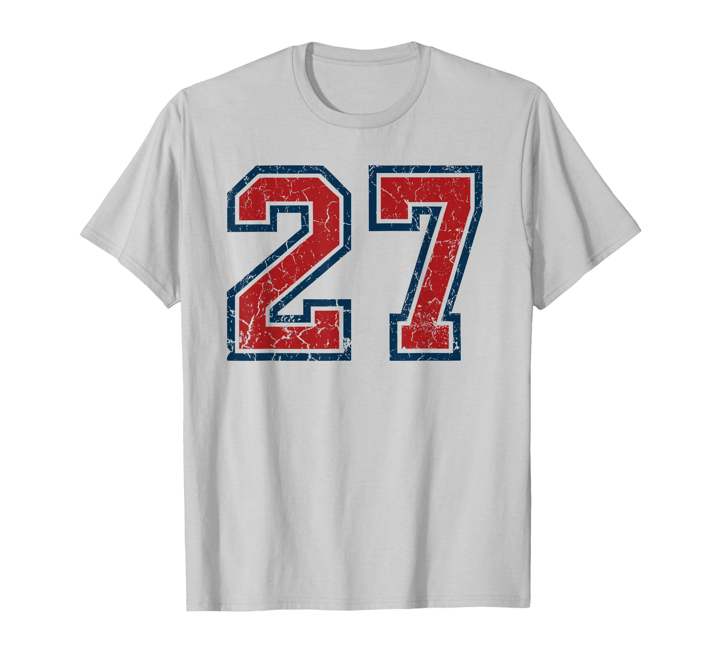 Red and Blue Sports Number 27 Jersey Uniform Player Fan T-Shirt