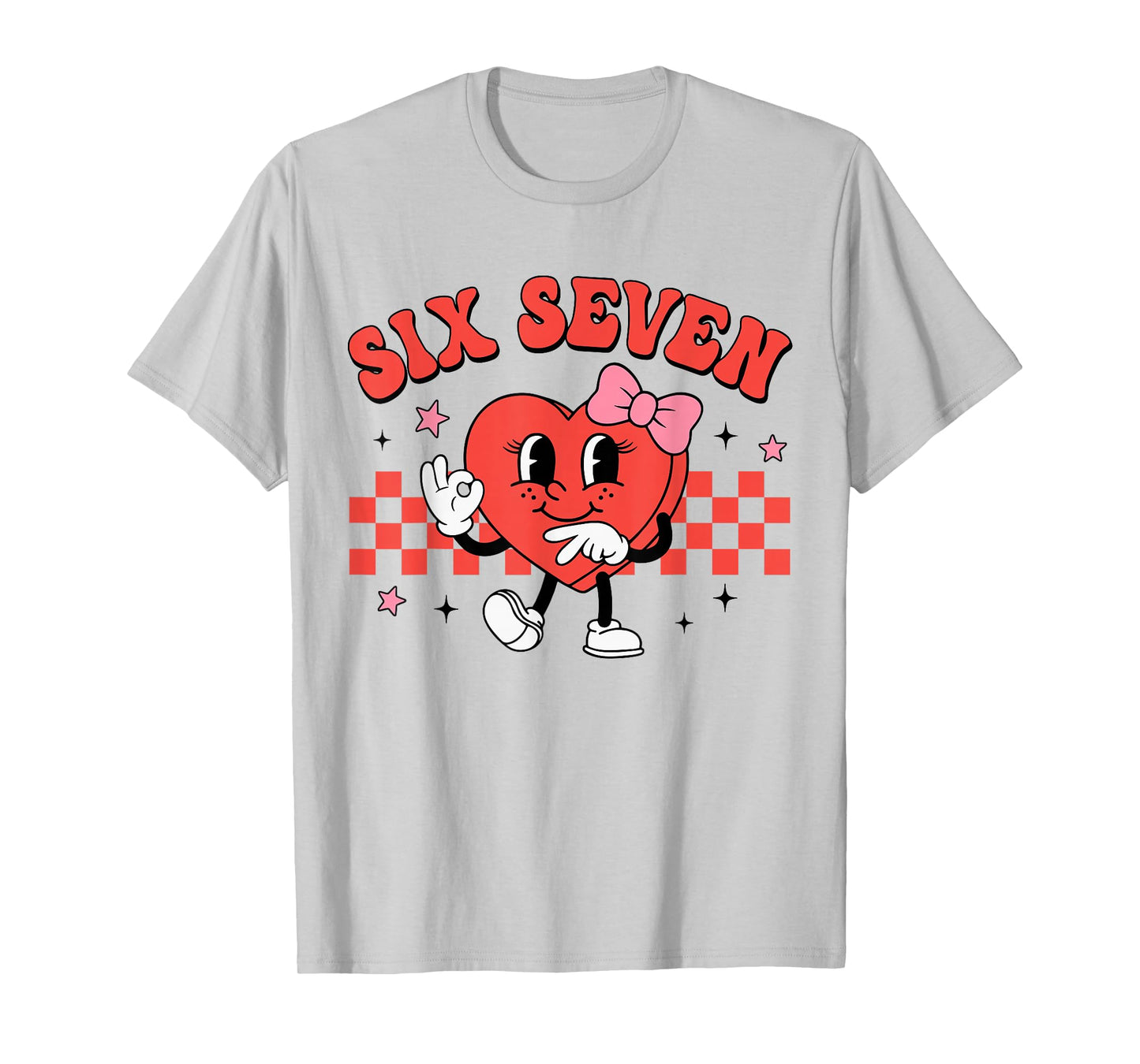 Valentine Six Seven Heart Funny 67 Checkered Print for Girl T-Shirt