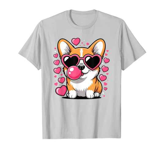 Cute Corgi Dog Heart Sunglasses Valentines Day Puppy Love T-Shirt