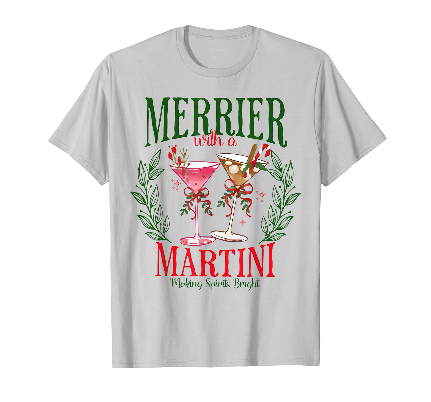Merrier with A Martini Funny Bachelorette Merry Christmas T-Shirt