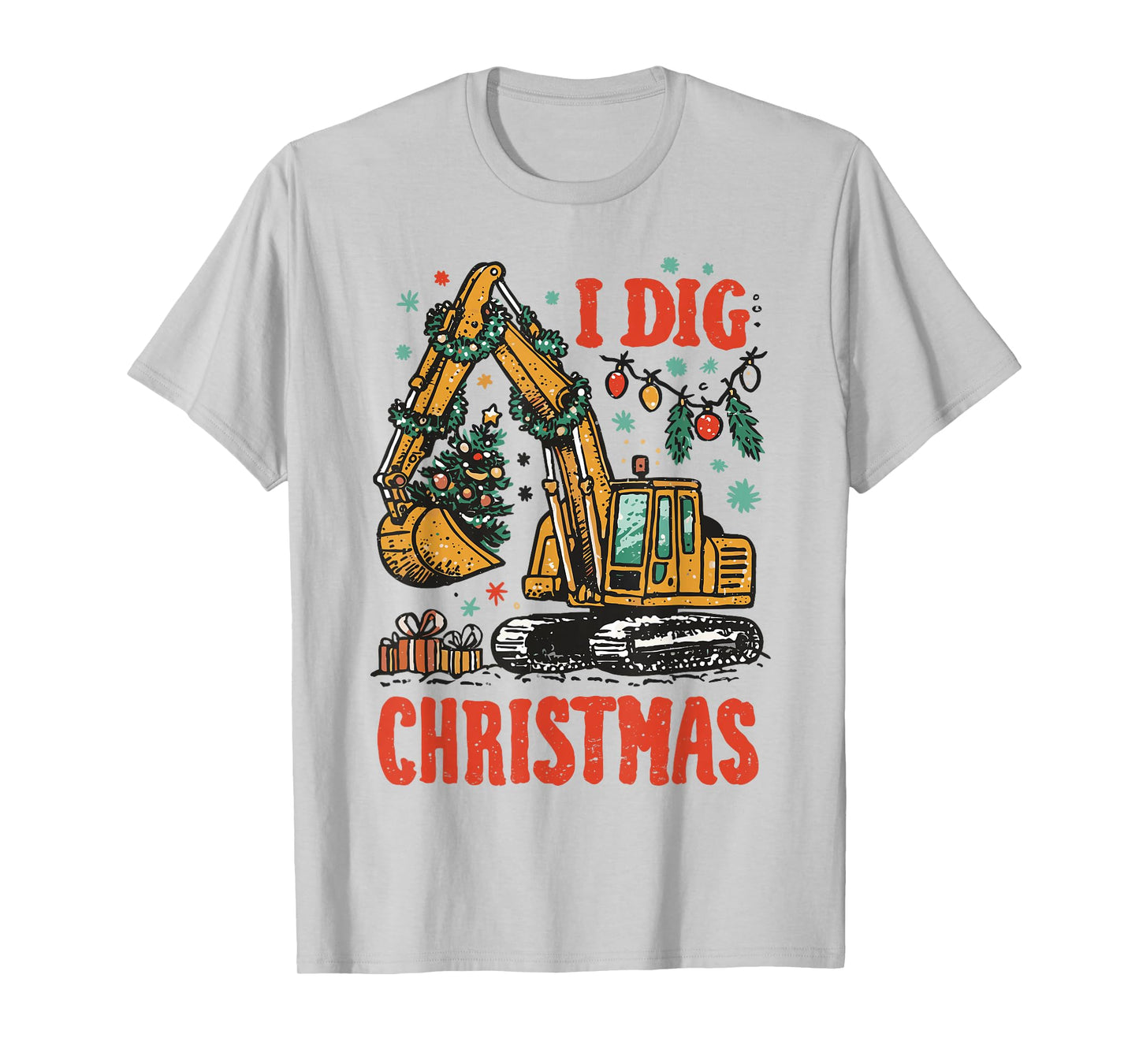 I Dig Christmas Backhoe Loader Excavator Men Boys Kids T-Shirt