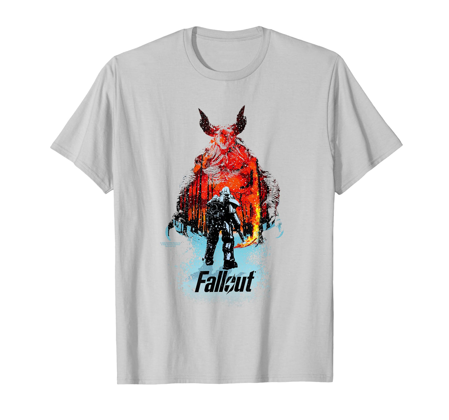 Fallout TV Series Deathclaw Flame Scene with Show Logo T-Shirt