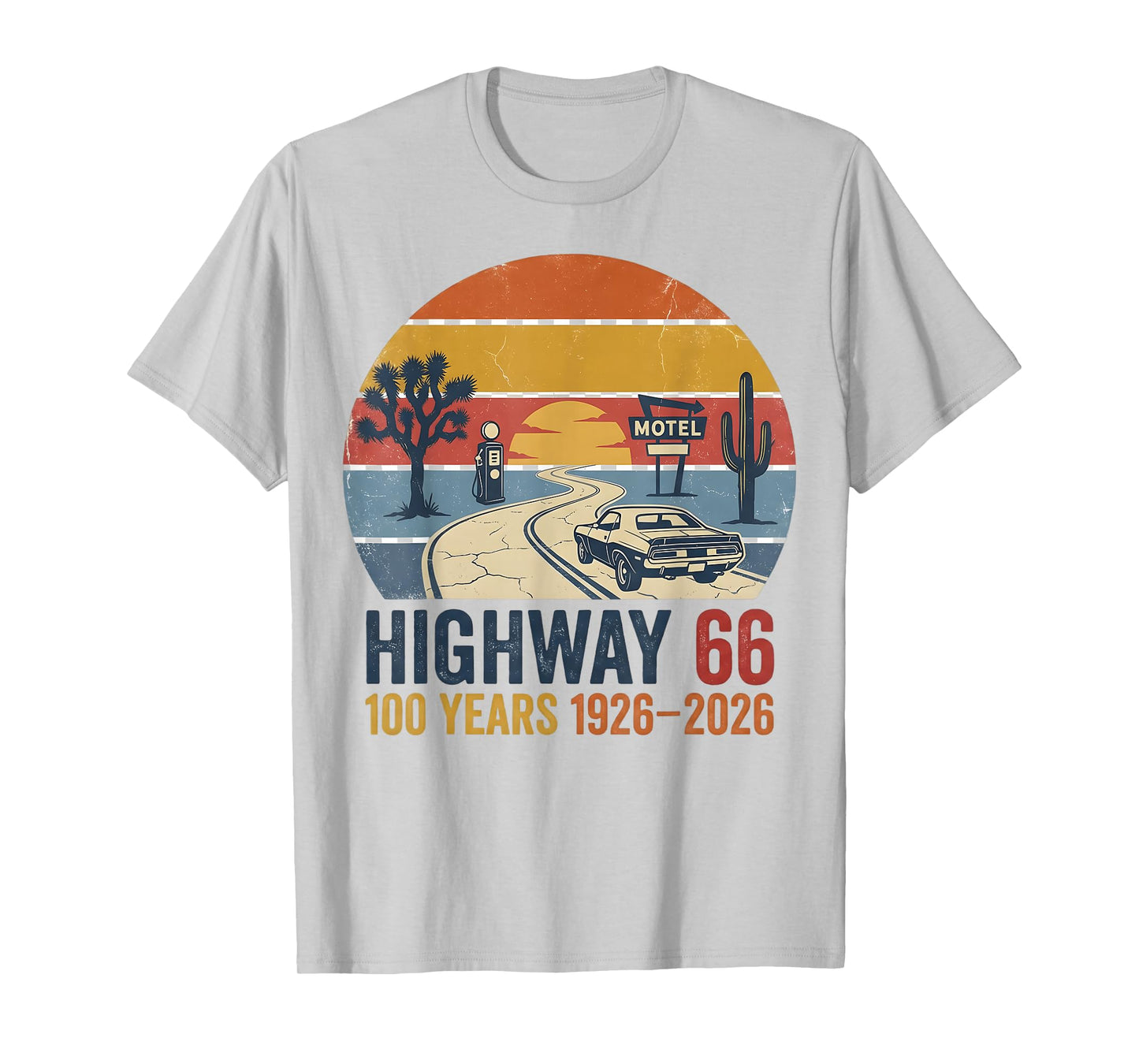 Highway 66 100 Years 1926-2026 Classic Car Lover Anniversary T-Shirt