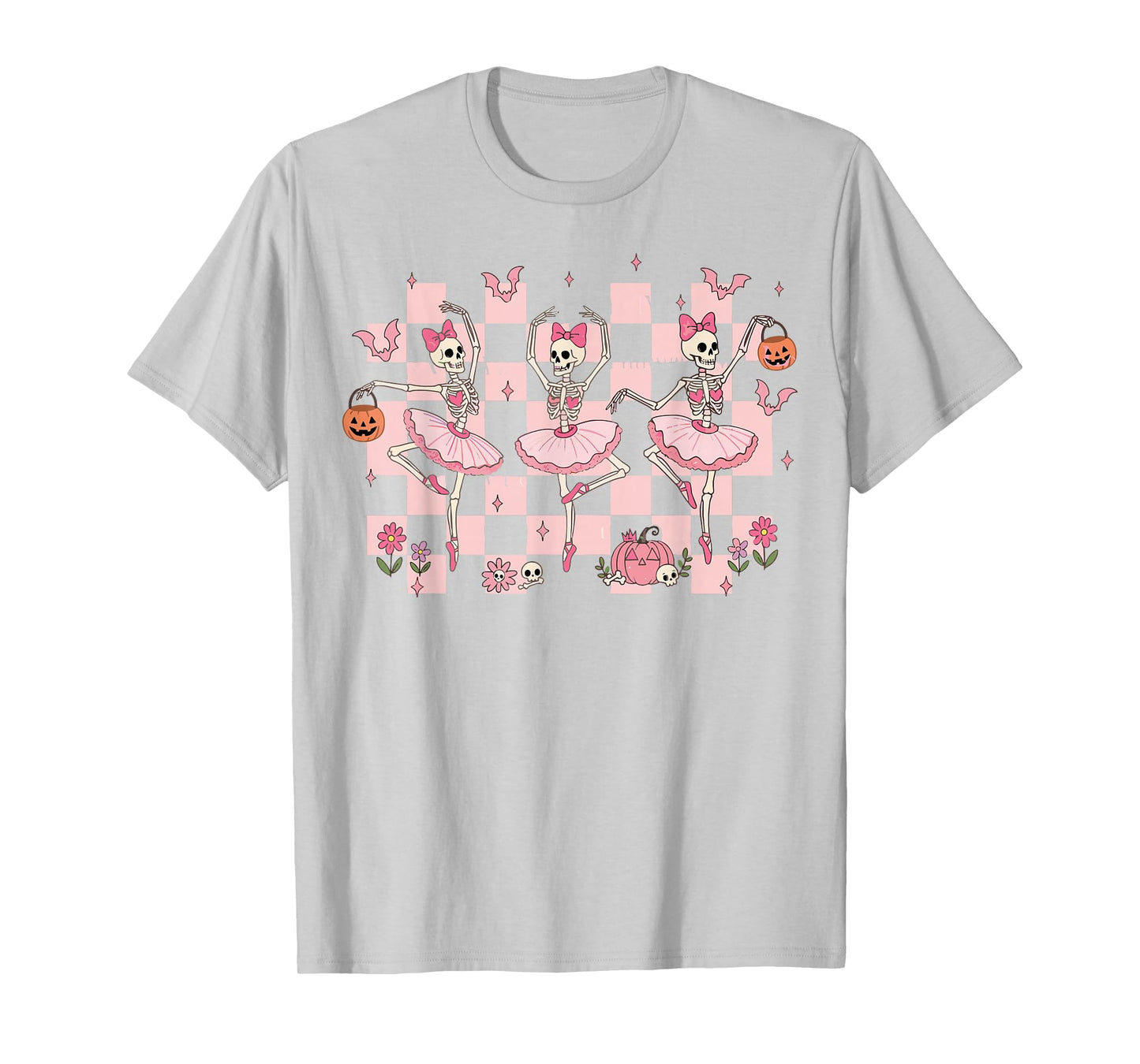 Girls Halloween Ballerinas Dancing Skeletons Cute Ballet Tee T-Shirt