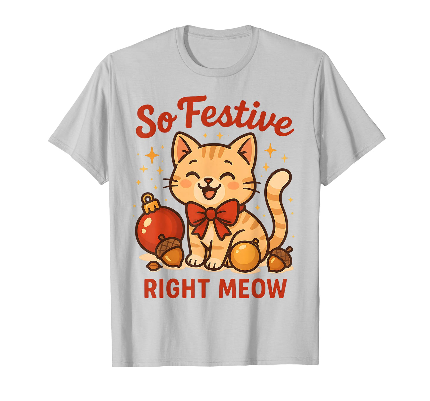 So Festive Right Meow Kawaii Cat Christmas Santa Hat Holiday T-Shirt