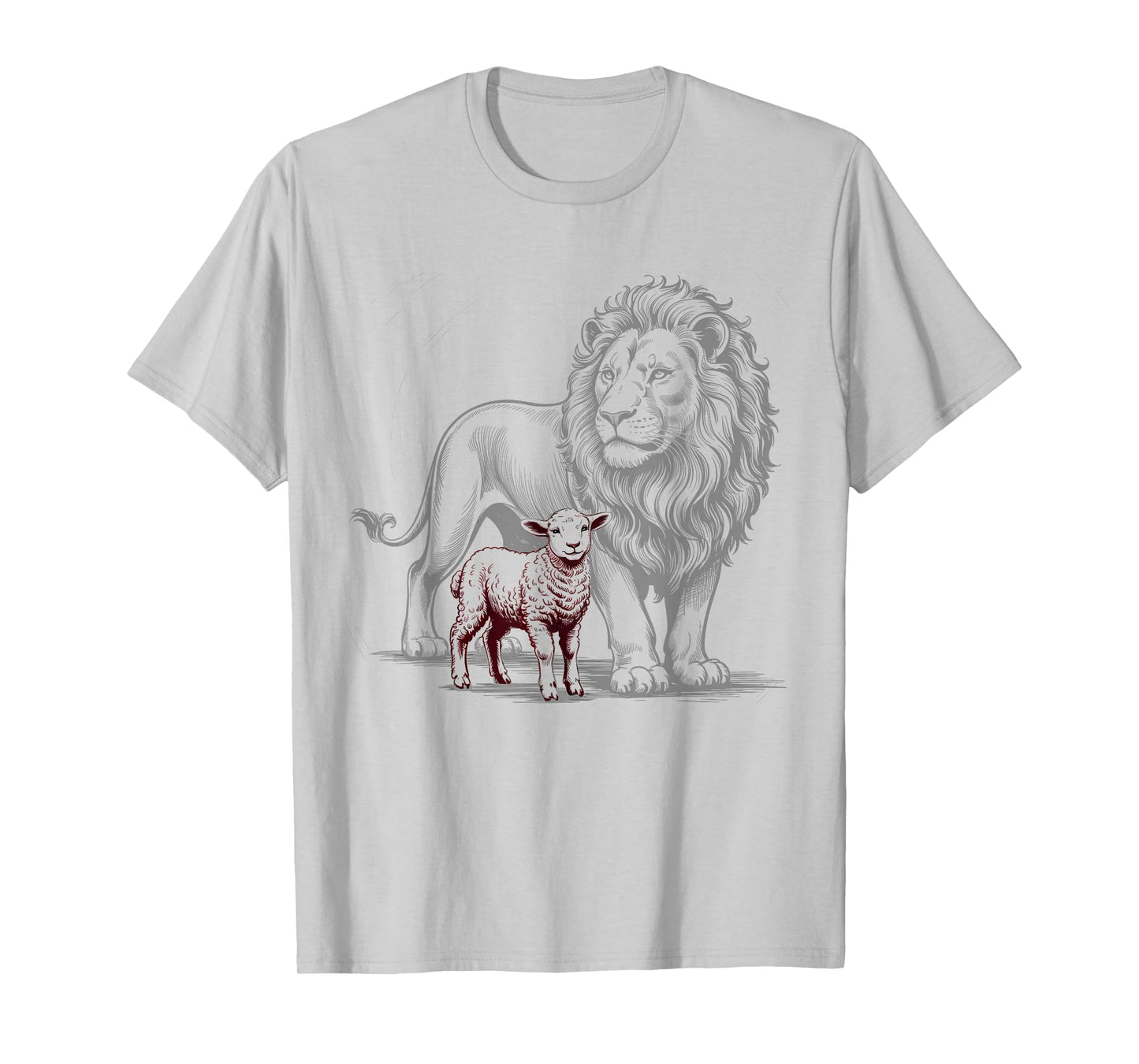 Vintage The Lion and The Lamb Sketch Christian Jesus T-Shirt
