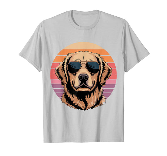 Vintage Golden Retriever Wearing Sunglasses T-Shirt