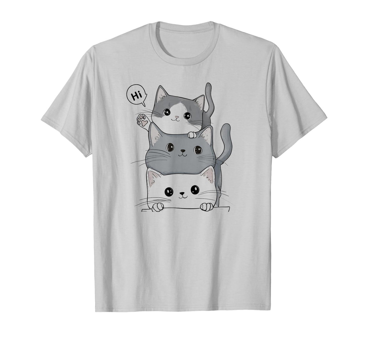 3 Funny Cats Cute Drawing Women Men Girl Boy Cat T-Shirt