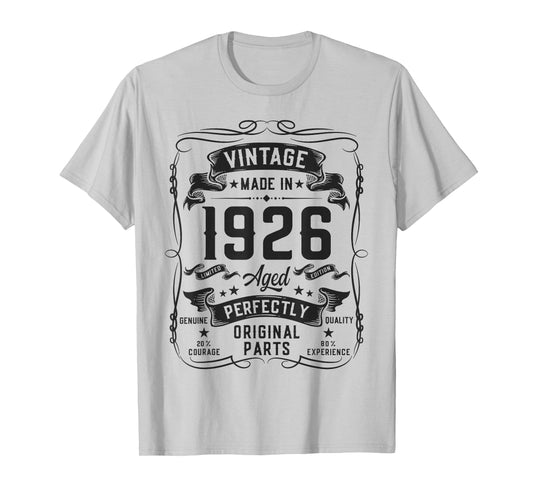 Vintage 1926 100yr 100th Birthday Gifts for Men 100 Year Old T-Shirt
