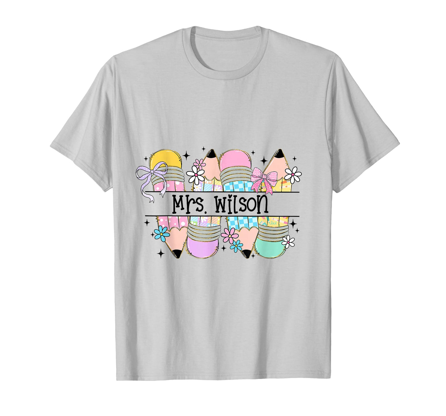 Mrs. Wilson Cute Preppy Pencil Coquette Teacher Design T-Shirt
