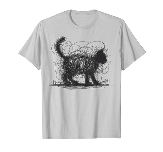 Abstract Cat Art Line T-Shirt