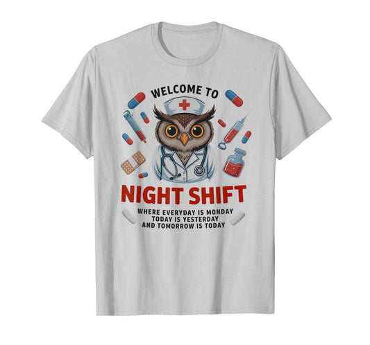Cute Night Shift Nurse Owl Life ER ICU NICU CVICU SICU Staff T-Shirt