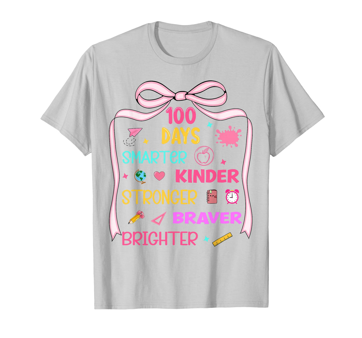 100 Days of School Smarter Kinder Coquette Bow Girls Women T-Shirt