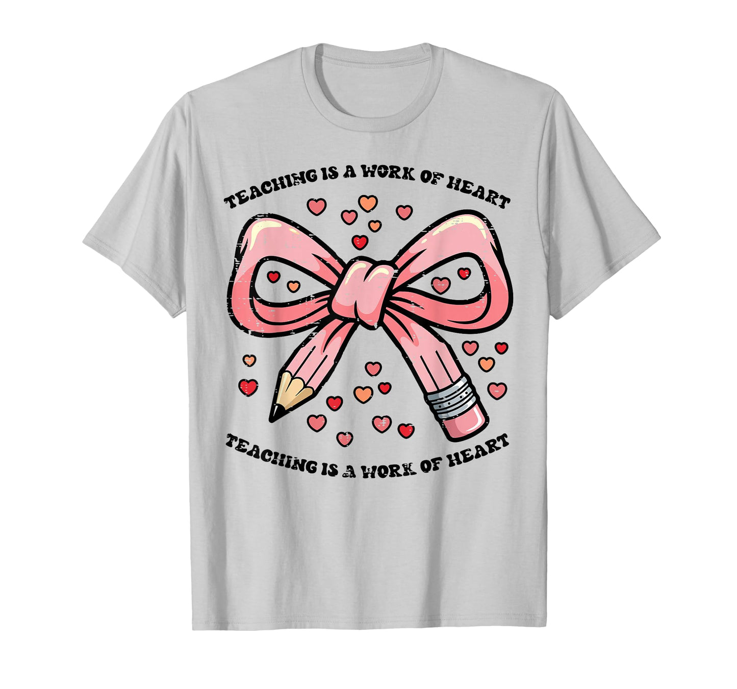 Valentines Day Teaching Work of Art Heart Bow Teacher Women T-Shirt