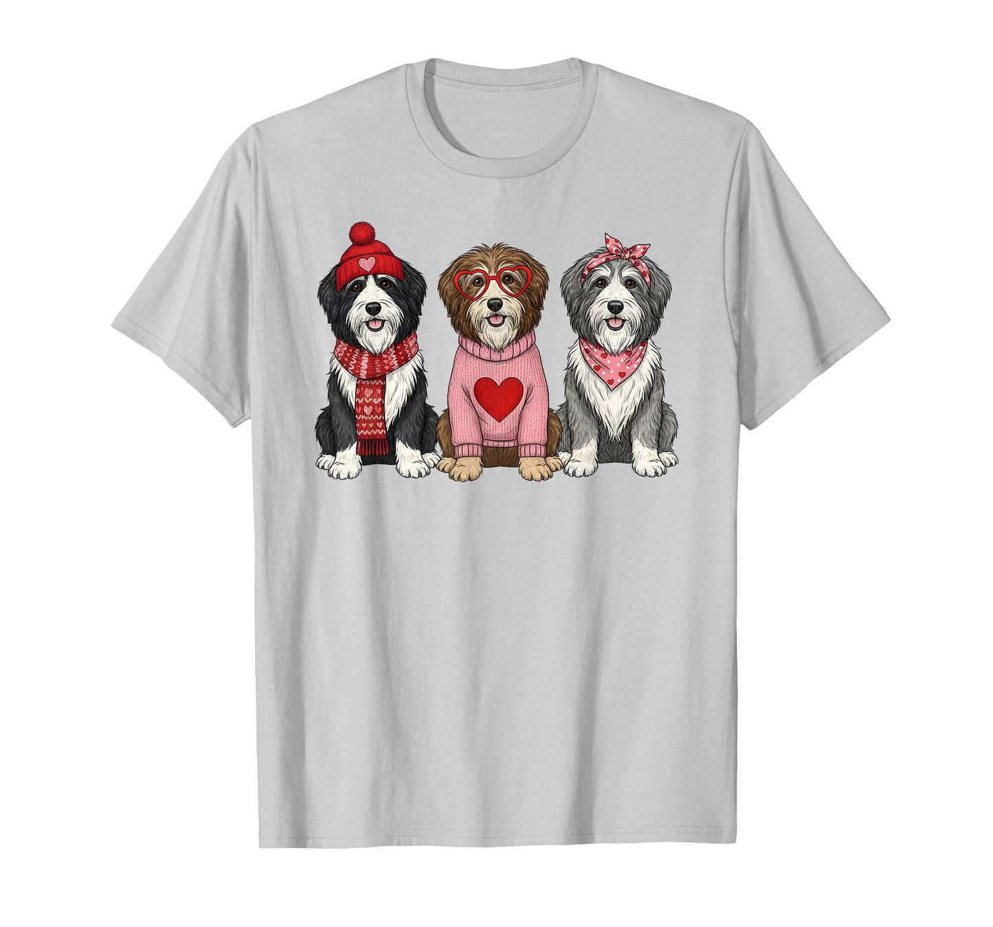 Cute Bearded Collie Valentine Dog T-Shirt