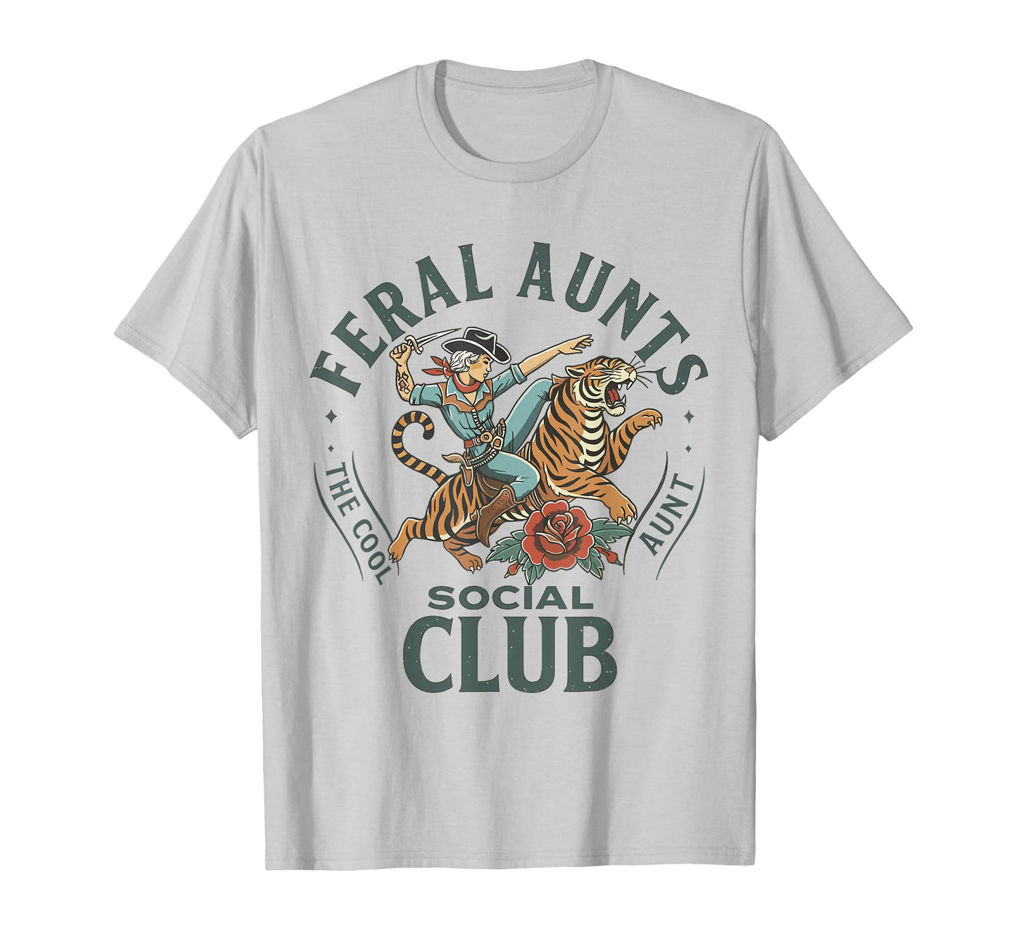 Feral Aunts Social Club Western Cowgirl Riding Tiger Aunty T-Shirt
