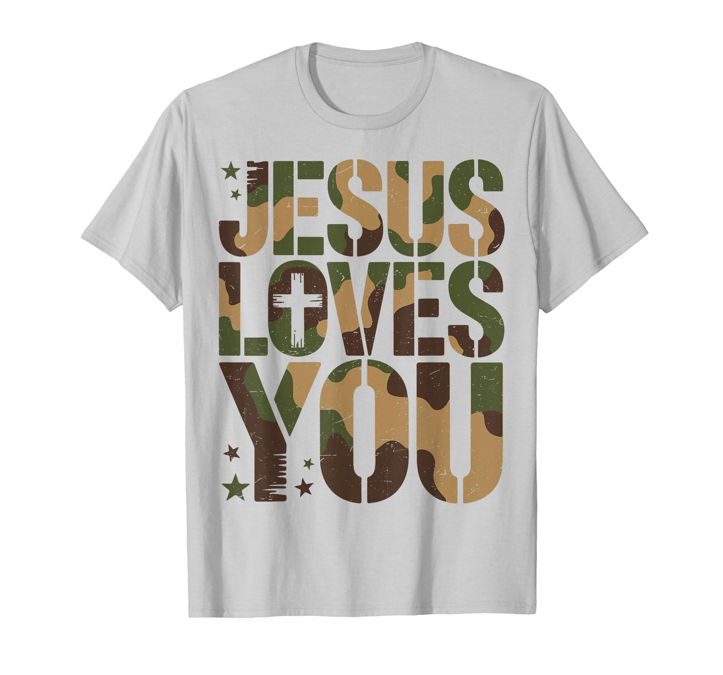 Camo Jesus Loves You Camouflage Christian Saying Religious T-Shirt
