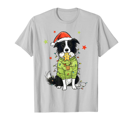Santa Border Collie Christmas Border Collie Dog Mom Pajama T-Shirt