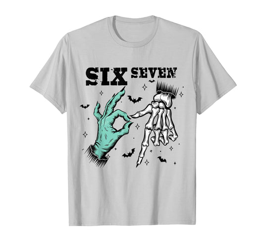 67 Meme Spooky Skeleton Six Seven Gen Alpha Slang T-Shirt