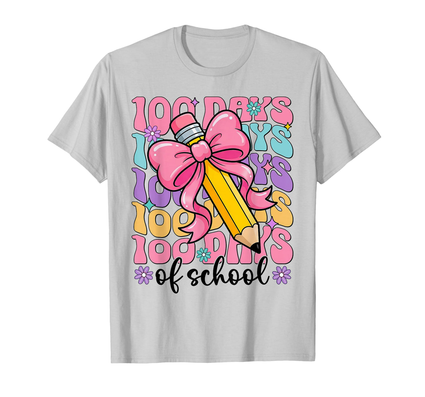 100 Days of School Girls Coquette Bow 100th Day of School T-Shirt