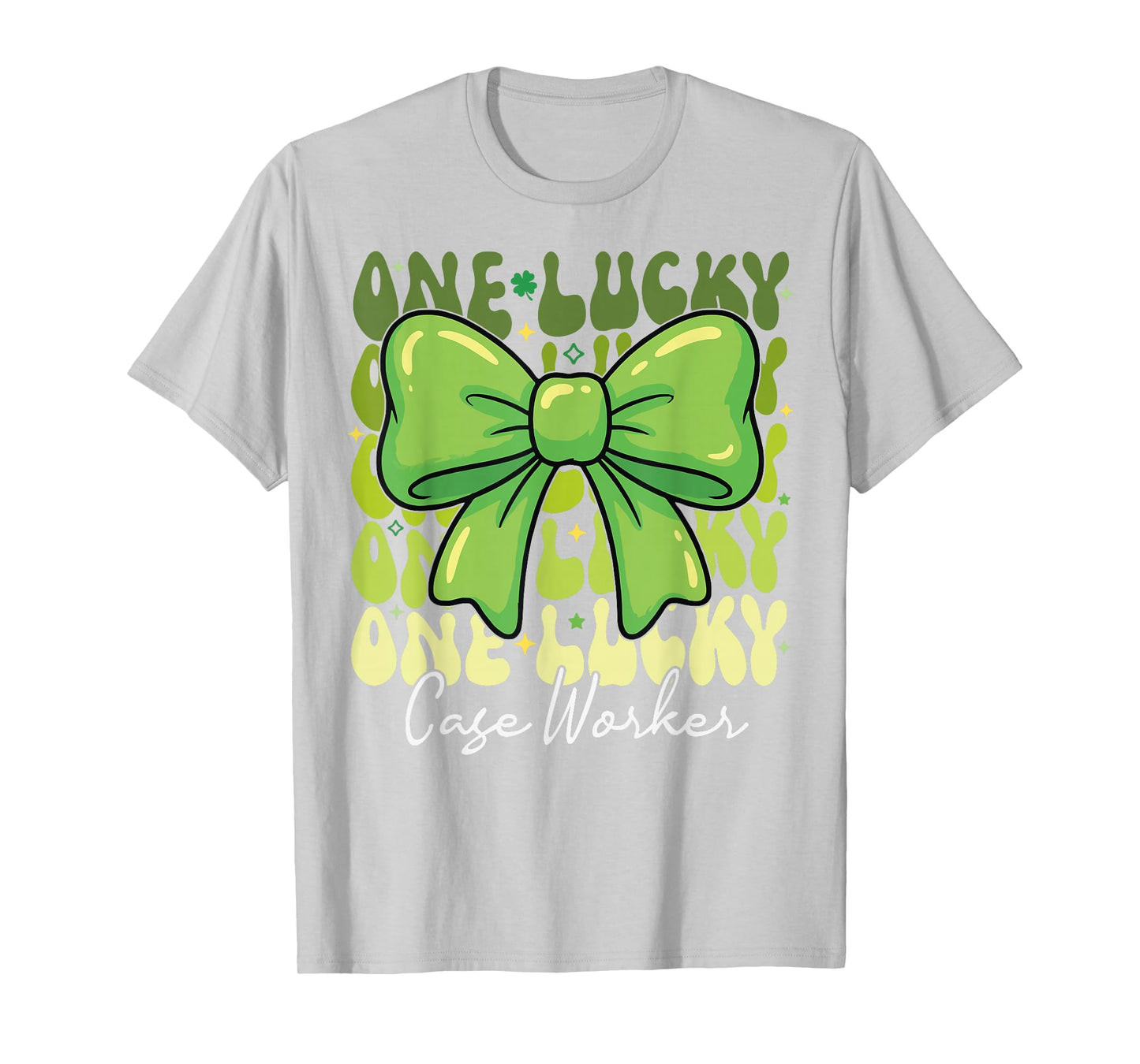 One Lucky Case Worker St Patricks Day Coquette Bow Retro T-Shirt