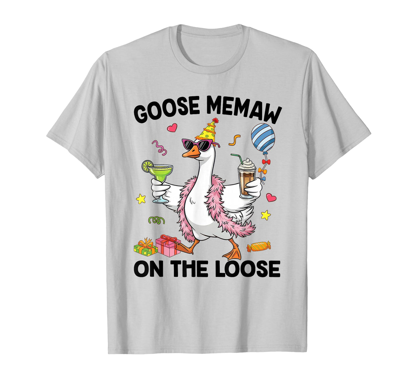 Memaw Goose On The Loose Funny Birthday Matching Family T-Shirt