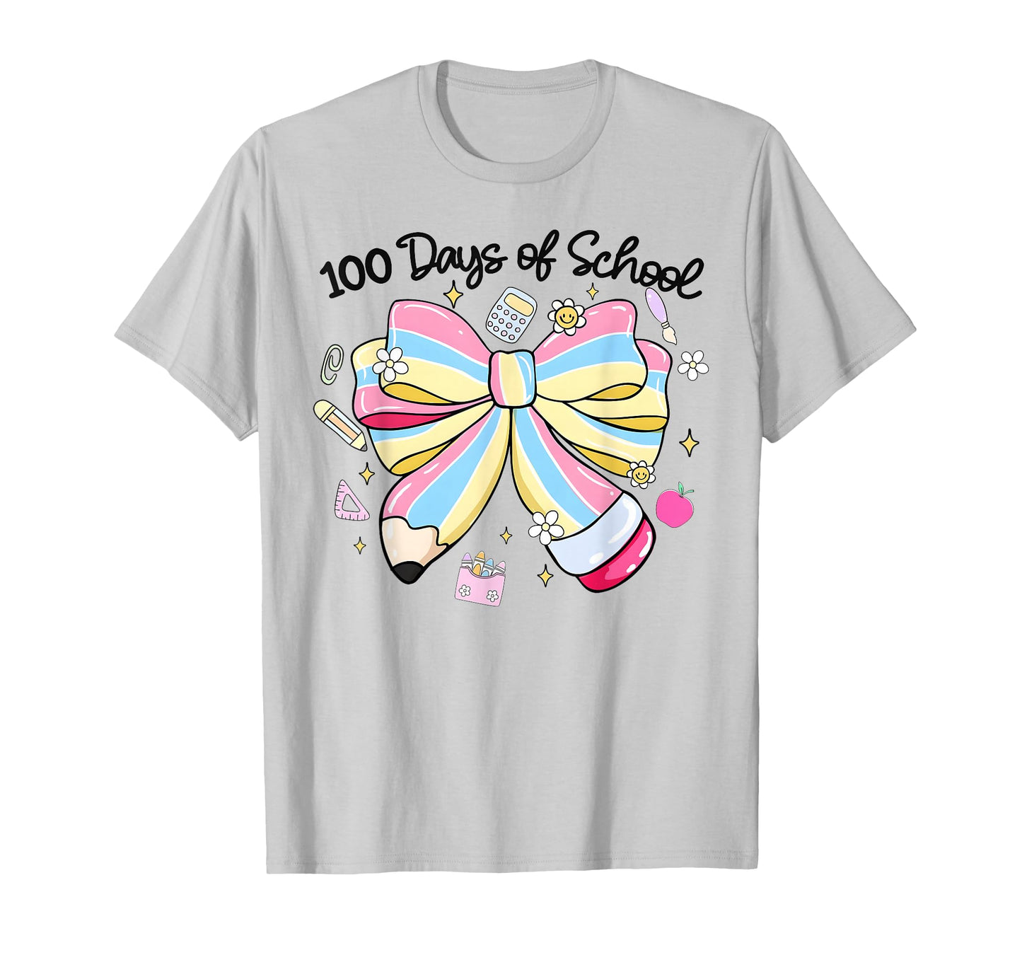 100 Days of School Coquette Bow Pencil 100 Days Teacher Kid T-Shirt