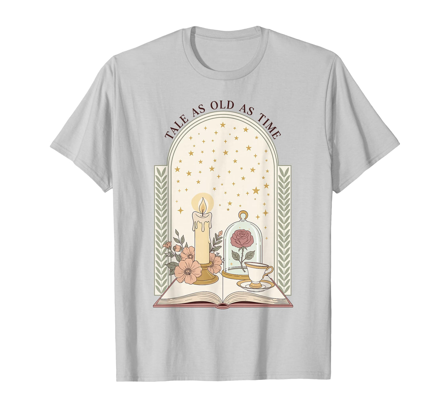 Tale As Old As Time Rose Candle and Book T-Shirt