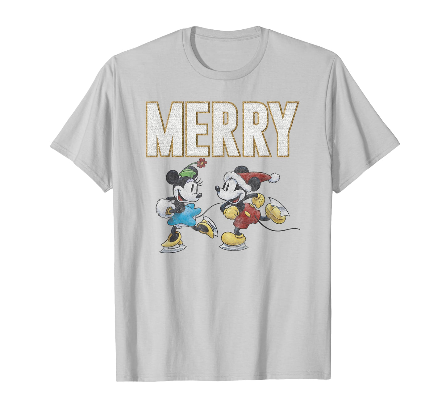 Disney Mickey and Friends Merry Christmas Ice Skating Duo T-Shirt